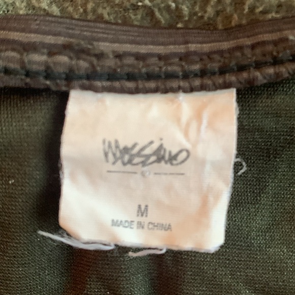 Mossimo green and black striped bikini with gold ring details. Size medium - Picture 7 of 9